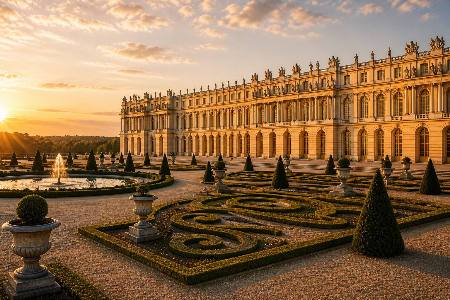The Palace of Versailles and its formal gardens