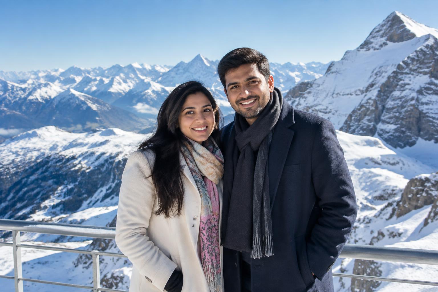 Illustrative scene of a couple sightseeing at Mount Titlis