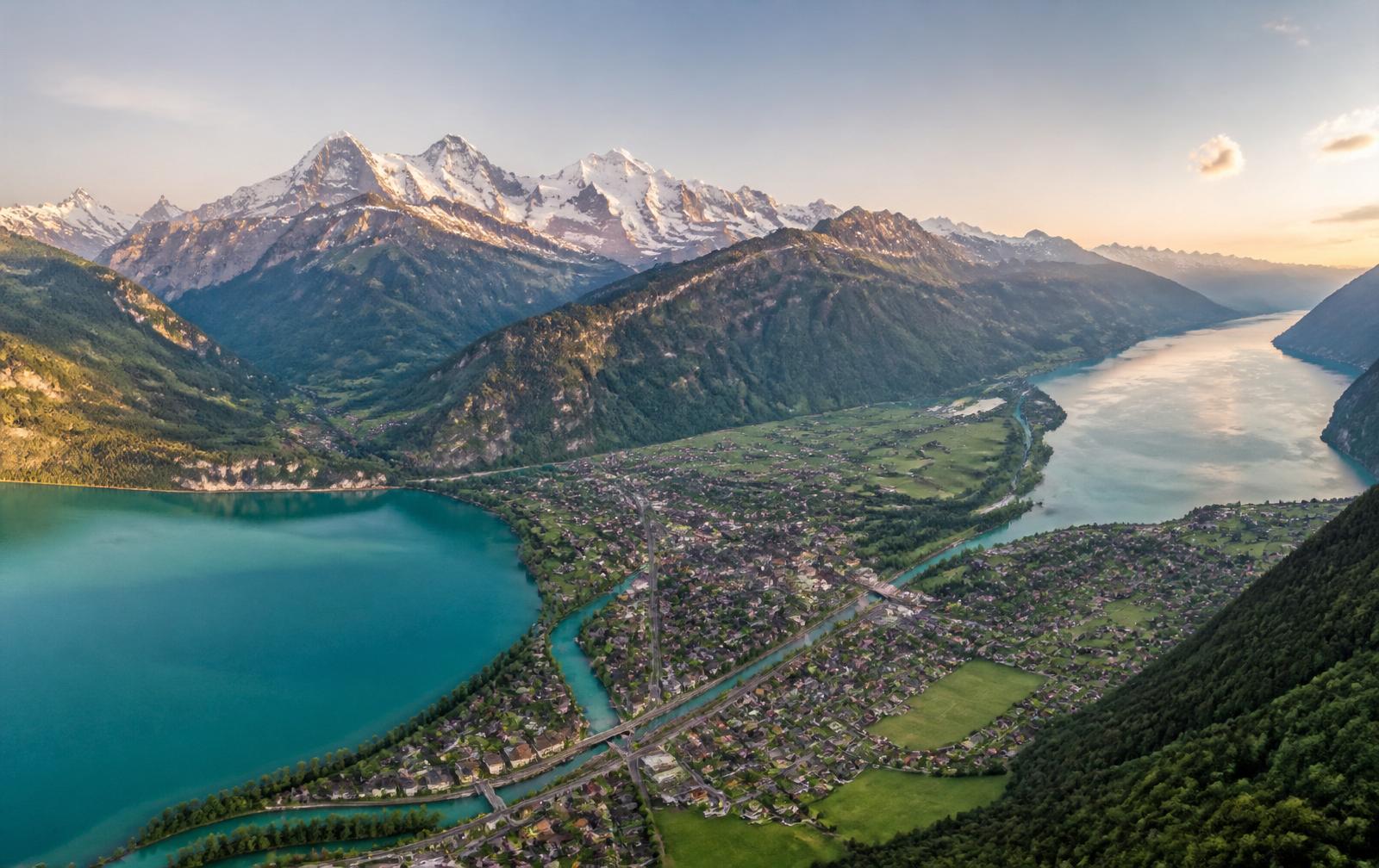 Interlaken between Lake Thun and Lake Brienz