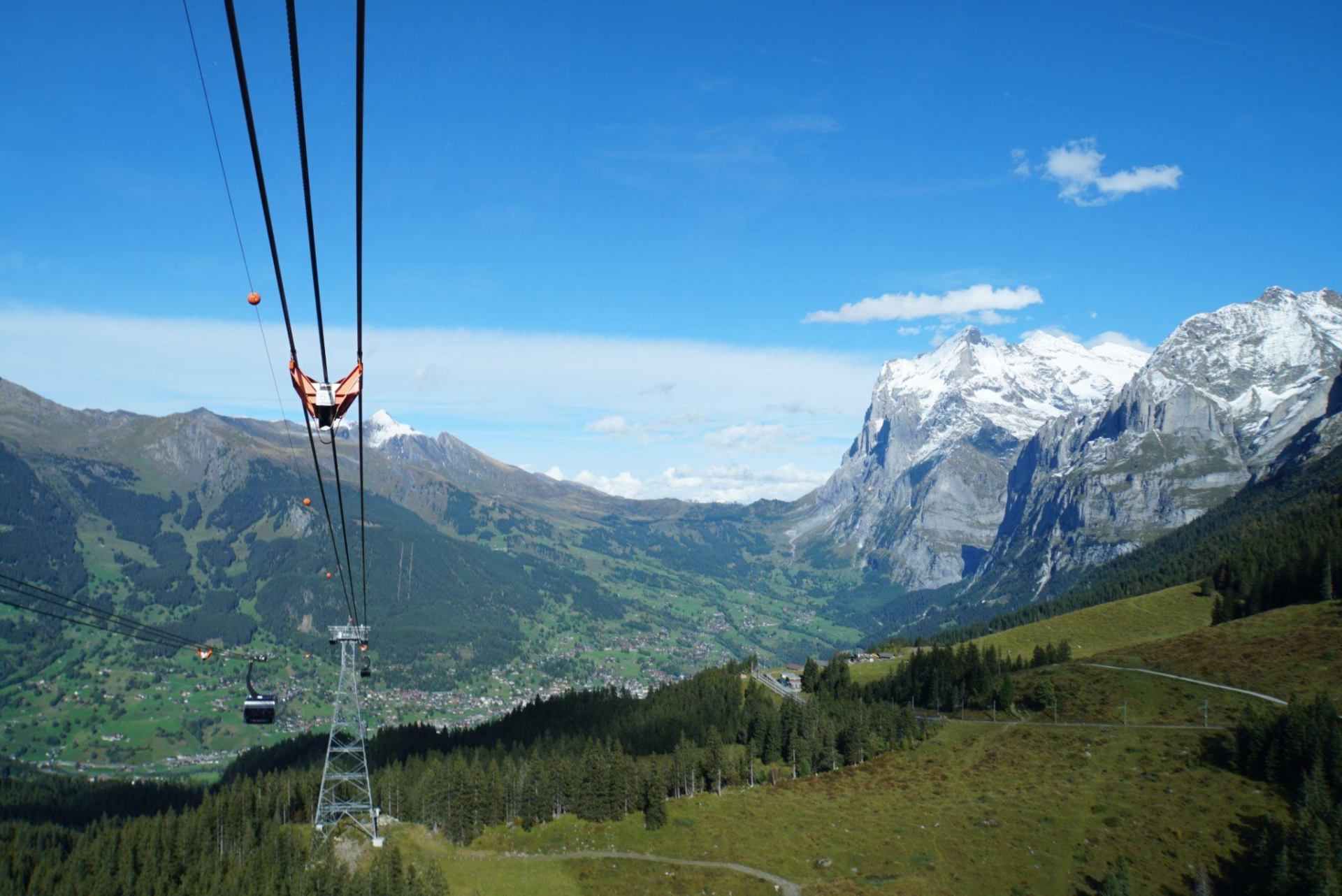 Cable car ride above Grindelwald valley